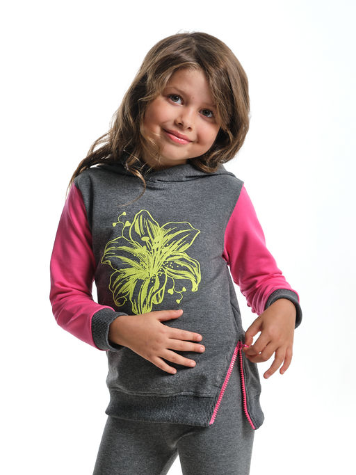 Толстовка для девочки с капюшоном UD 3745 граф/мал - Mini maxi фото 7