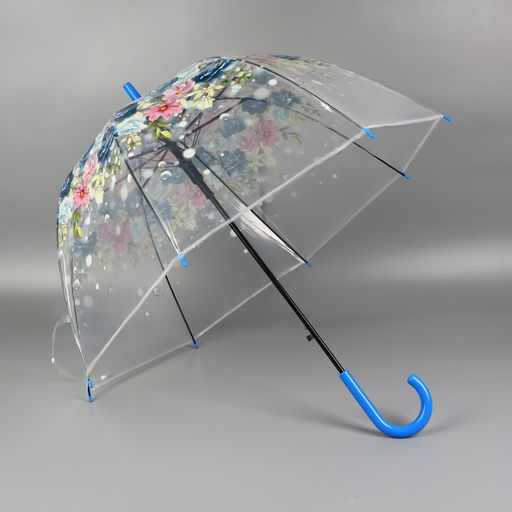 Зонт - трость полуавтоматический «Цветы», 8 спиц, R=40/58 см, d=80 см, МИКС