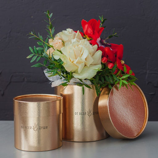 Набор золотых шляпных коробок 2 в 1 От всей души, 12 х 12, 15 х 15 см - Дарите счастье фото 7