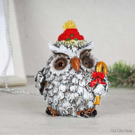 А Фигурка Сова новогодняя 12x13x15 см / CW421-4 /уп 48/Сова символ мудрости и проницательности