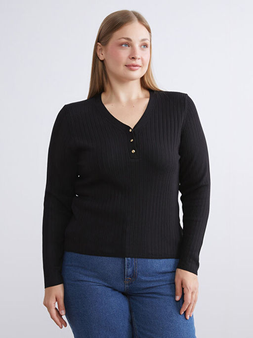 V Yaka Kad?n Triko Kazak