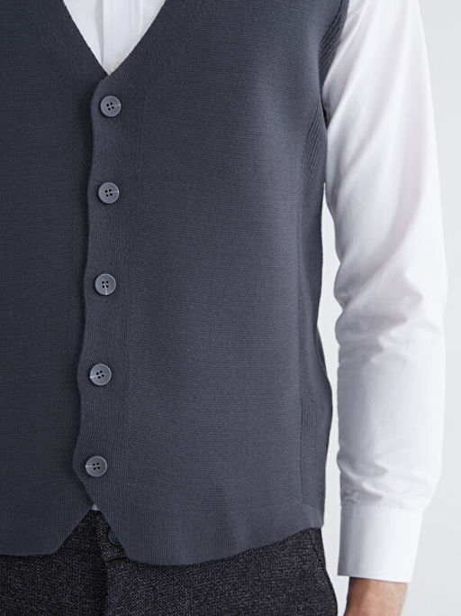 Standart Kal?p V Yaka Erkek Triko Yelek