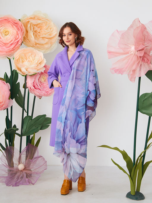 Большой, мягкий, тонкий и очень нежный двусторонний палантин с рисунком в стиле арт-деко - Tantino фото 4