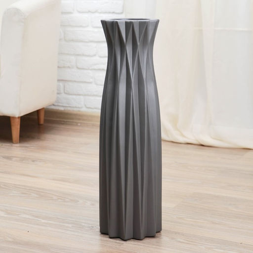 Ваза напольная «Геометрия», грани, 16×60 см, серая