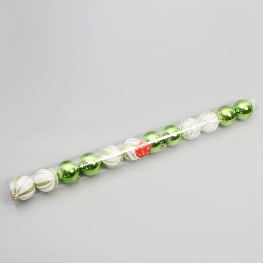 Ёлочные игрушки Агнет, шары новогодние, d=6 см, набор 12 шт., волны, бело-зелёный - Зимнее волшебство фото 2