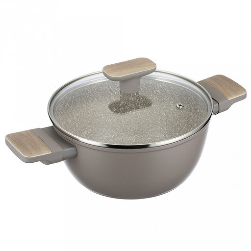 Кастрюля с антипригарным покрытием Fiamma 3л, д22см, h15,5см, s2,6мм, дно s3,2мм, литой алюминий, стеклянная крышка, пароотвод, бакелитовая ручка с покрытием soft-touch, капсульное дно, цветная коробка, Regent (Китай) Подходит для всех видов пл