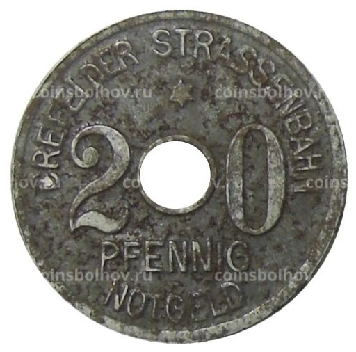 20 пфеннигов 1919 года Германия Транспортный нотгельд  Крефельд