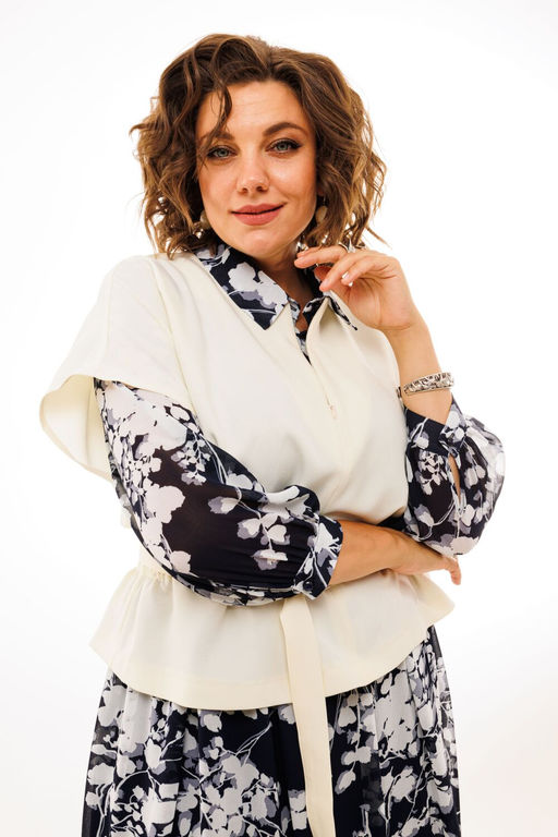 Блуза ANELLI 1363 птица белая  фото 6