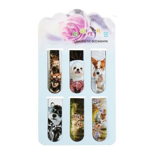 Цена за 3 шт. Набор магнитных закладок для книг Calligrata «Собачки», 6 штук, МИКС