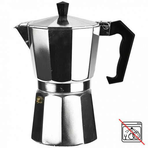 Кофеварка алюминиевая, гейзерная, на 6 чашек, 350мл, д10см h19см, бакелитовая ручка, подарочная коробка (Китай)