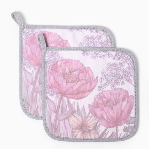 Набор прихваток Этель Poppy fields, 2 шт., 19?19 см, саржа, хлопок 100%, ватин 250 г/м?