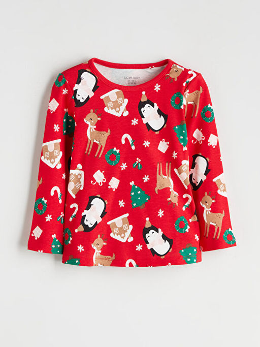 Bisiklet Yaka Y?lba?? Temal? K?z Bebek Pijama Tak?m?