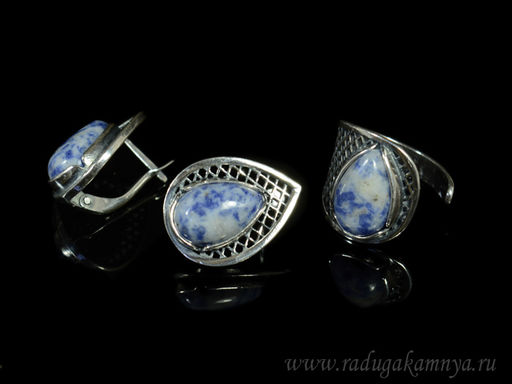 Кольцо Серьги с лазуритом.