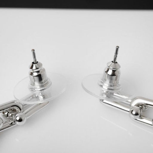 Серьги металл Цепь с крестиком, три звена, цвет серебро - Queen fair фото 2