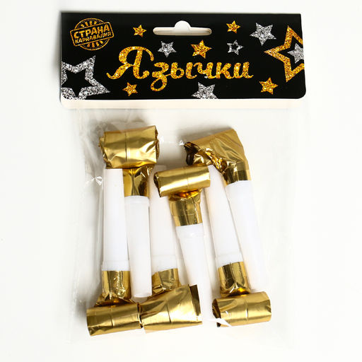 Цена за 2 шт. Дудка язычок «Праздник», набор 6 шт., золотой