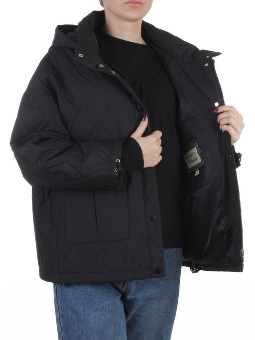 BM4836 BLACK Куртка стеганная демисезонная женская (50 гр. холлофайбер)