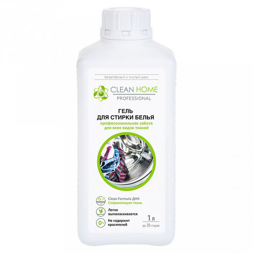 Гель для стирки белья 1л, универсальный, 9х7,1х21,3см, "Clean Home" (Россия)