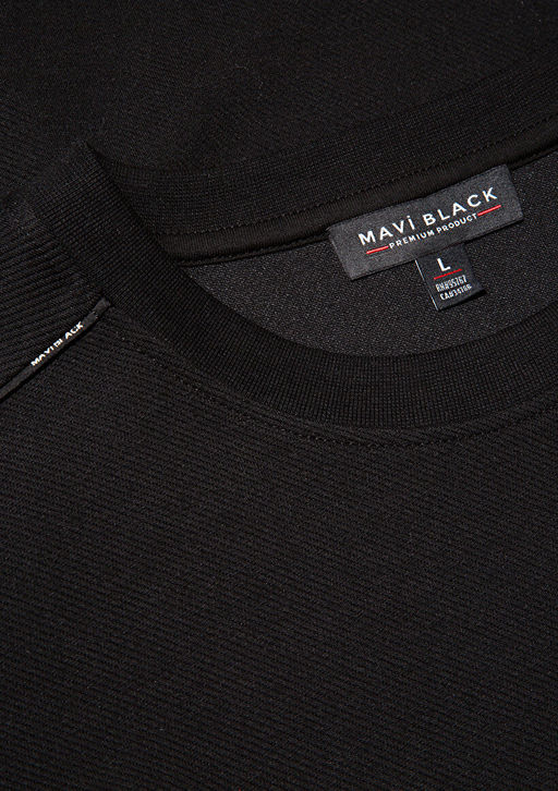 Bisiklet Yaka Siyah Sweatshirt - Mavi фото 6