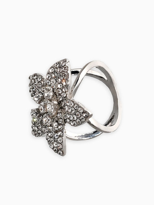 Кольцо для платка "Цветок Лилии", цвет белый в серебре