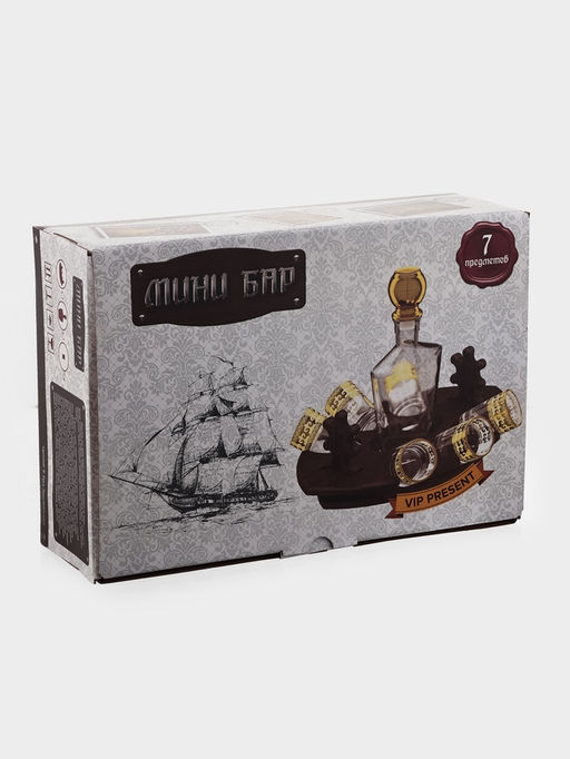 Мини-бар «Фрегат. Скандинавия», 8 предметов: барная стойка, графин, стопки 6 шт., 500/50 мл