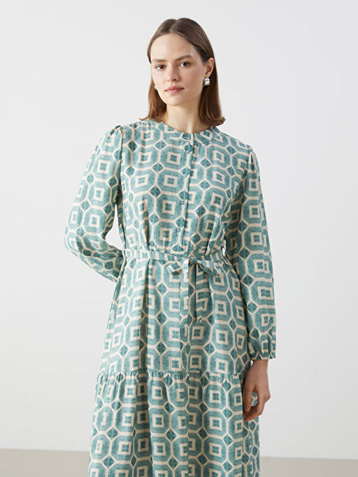 Hakim Yaka Desenli Elbise