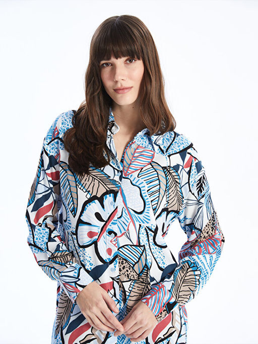 Desenli Uzun Kollu Oversize Kad?n G?mlek Tunik