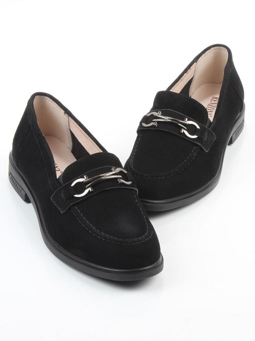03-DEB16-2 BLACK Лоферы женские (натуральная замша)