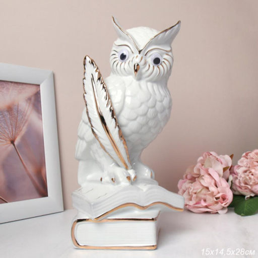 Статуэтка Сова на книгах 28 см / W3356 /уп 18/белая - ГалеонТрейд фото 4