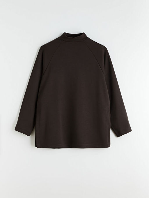 Dik Yaka Oversize Kad?n Sweatshirt Tunik