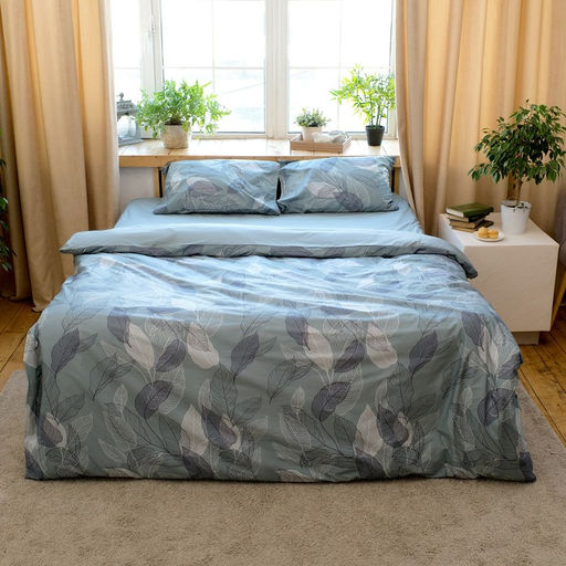 Постельное бельё Этель Евро Mint leaves, пододеяльник 200х217 см, наволочки 50х70 см 2 шт, 100% хлопок  фото 18