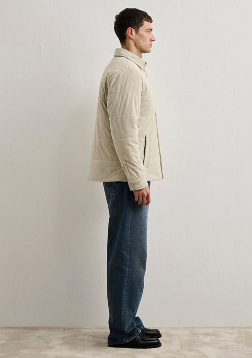 Kapitone Bej Kadife Ceket - Mavi фото 7