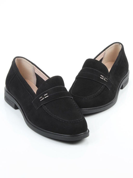 03-DEB17-2 BLACK Лоферы женские (натуральная замша)