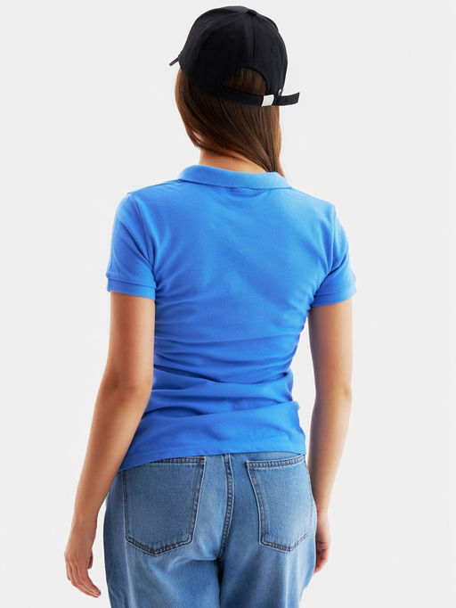 Футболка поло женская MINAKU: Basic line, васильковая, размер 48