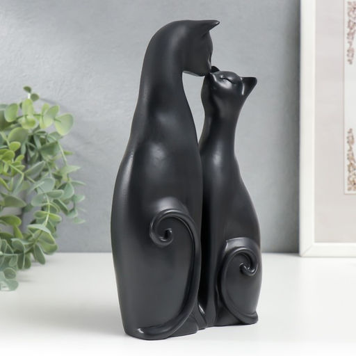 Фигурка полистоун Кот и кошка - поцелуй, чёрная, 22?12.5?5.5 см