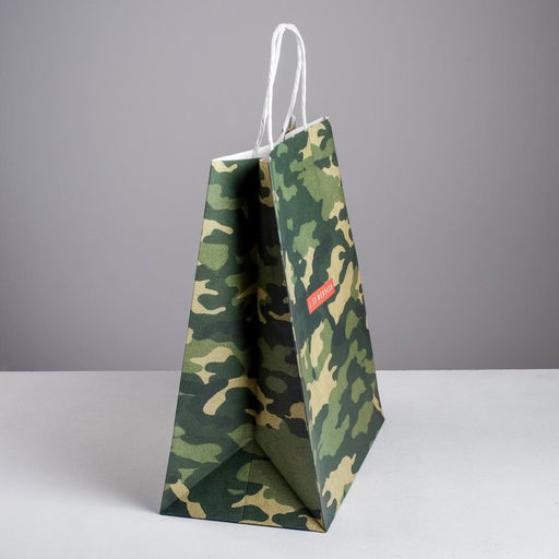 Пакет подарочный крафт, упаковка, С 23 февраля, 32?28?15 см