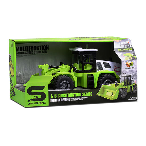 Трактор "Строитель" 1:16 (свет, звук) в коробке (зеленый)