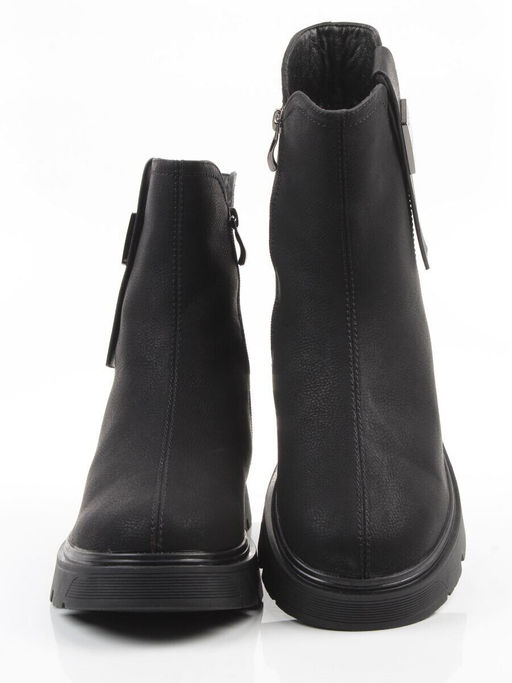 04-WD018-1M BLACK Ботинки зимние женские (натуральная кожа, 100% шерсть)