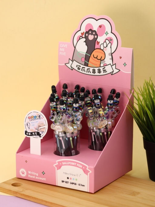 Разноцветная ручка 4 в 1 "МЯУ лапка", black