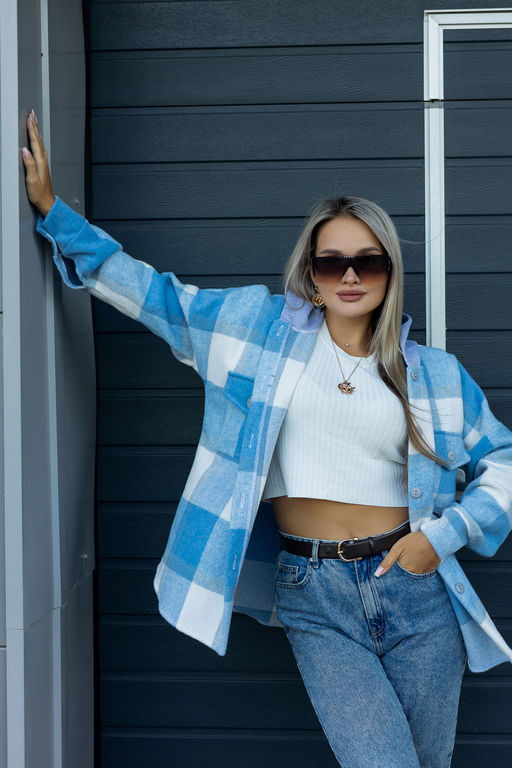 Рубашка женская в клетку с капюшоном РЖКК-01