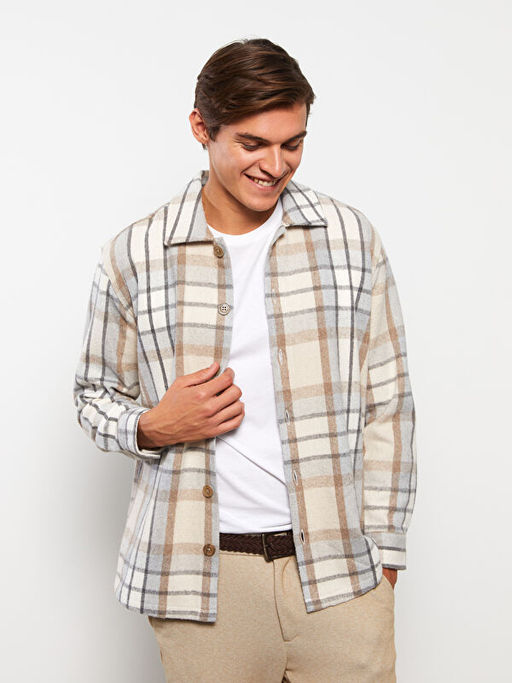 Rahat Kal?p Uzun Kollu Ekose Erkek Oduncu G?mlek Ceket Baba O?ul Kombini