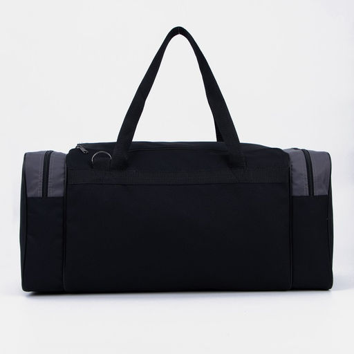 Сумка дорожная, 3 отдела на молниях, наружный карман, длинный ремень, цвет чёрный/серый