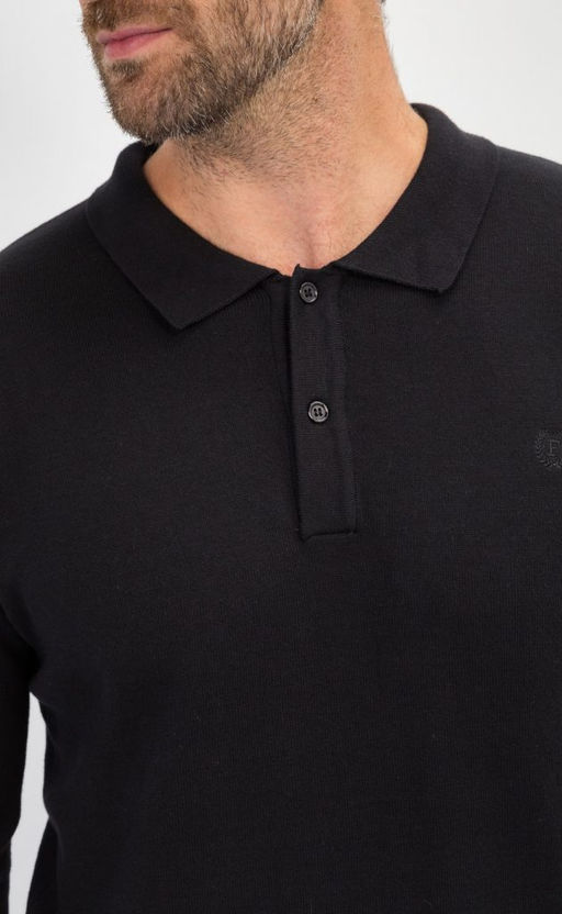 Джемпер мужской с отложным воротником и планкой на пуговицах F221-15-22021 чёрный - Fine joyce фото 2