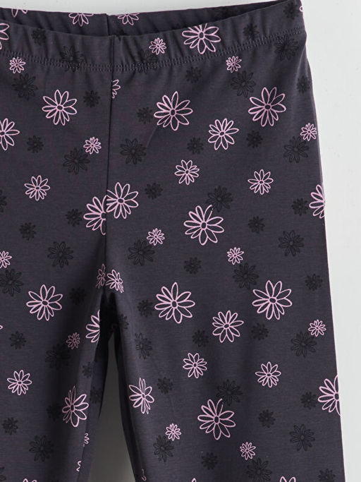 Beli Lastikli ?i?ekli K?z ?ocuk Tayt