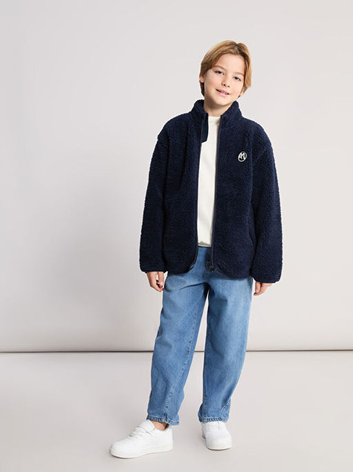 Dik Yaka Erkek ?ocuk Pel?? Fermuarl? H?rka