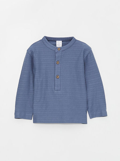 Hakim Yaka Uzun Kollu Erkek Bebek Ti??rt ve Pantolon 2li Tak?m - Waikiki фото 2