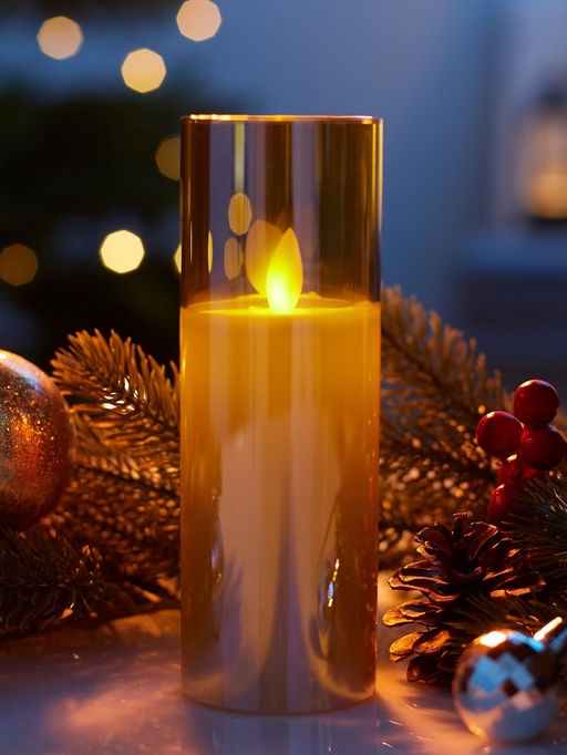 Светодиодная свеча «Золотистая», 16×5.5 см, от батареек AAx2, свечение тёплое белое