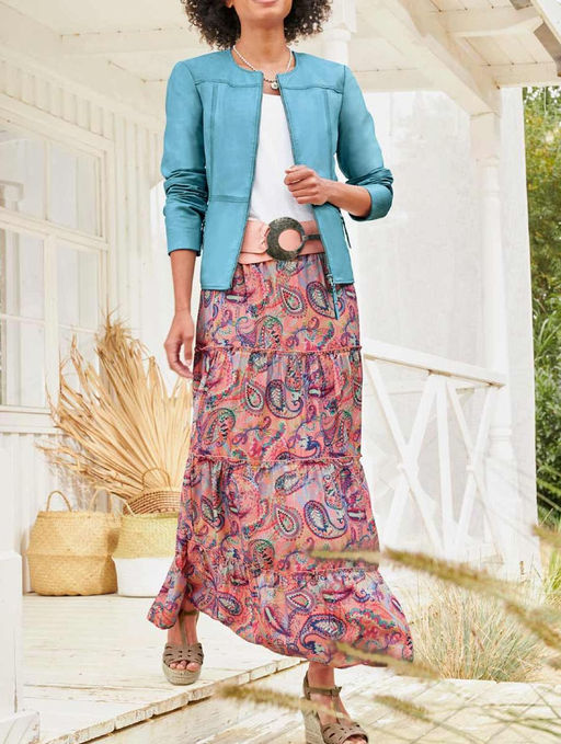 Куртка натуральная кожа, аквамарин - Linea tesini фото 6