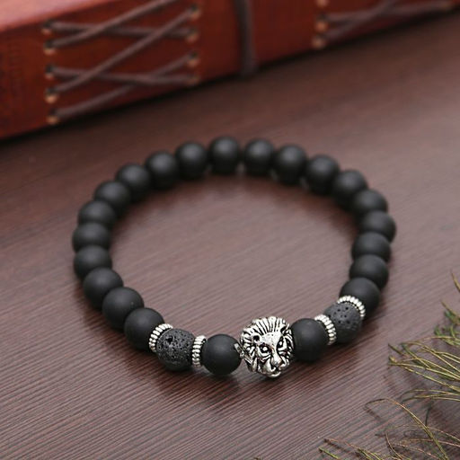 Браслет унисекс «Лава», лев, d=7 см, чёрный с серебром