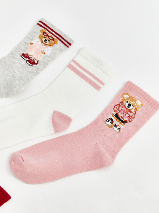 Ay? Bask?l? K?z ?ocuk Soket ?orap 5li