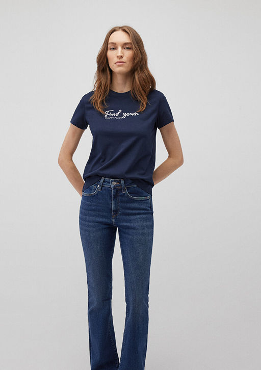 Bask?l? Lacivert Tisort - Mavi фото 2